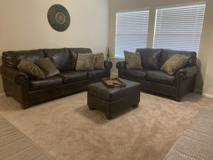 Brand New Coffee Brown Comfy Nicorvo Sofa Couch And Loveseat/ Living