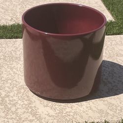 Burgundy 12 Inch Gainey Flower Pot Mid Century 