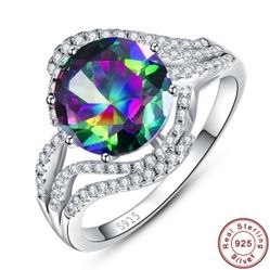 5 C.t Rainbow Topaz 100% Sterling Silver Ring