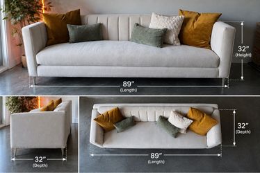 Modern Light Sofa 89" Channel Back