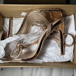 Steve Madden Gold Heels for Women Size 7.5 Script Rose Gold With Box