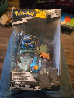 Pokemon Select Swampy Jungle Environment and Figure Display Pack with blue Pokémon figures