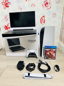 PlayStation 5 Disc Version 825GB, Bonus 1 Game And Portable Monitor ( Used Very New )