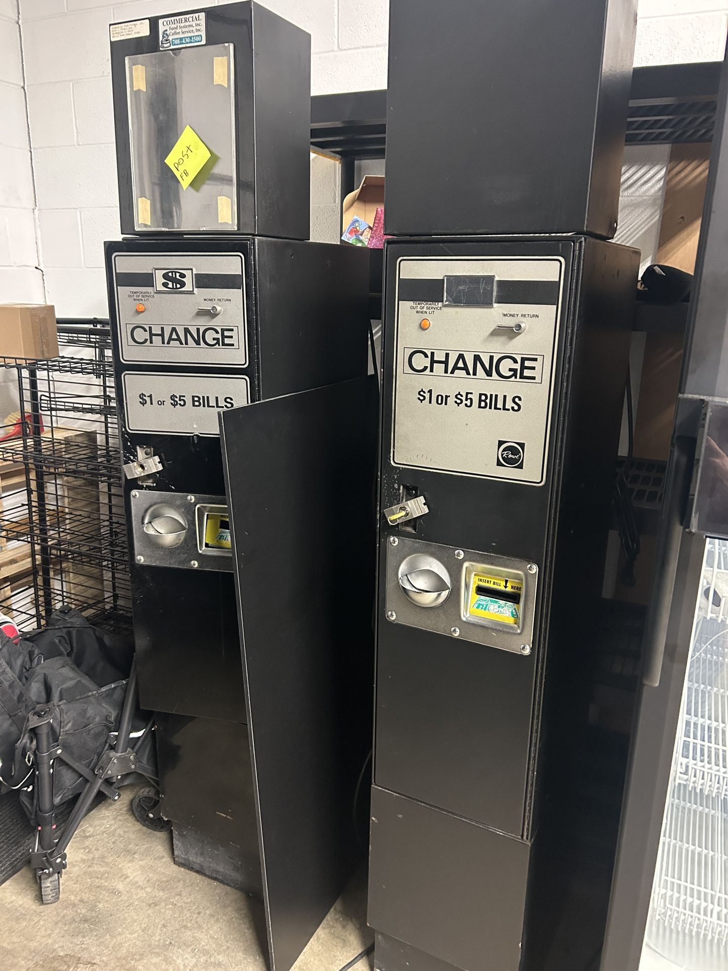 2 ROWE BC-12 $1 & $5 BILL to COIN CHANGER MACHINE MODEL BC-12