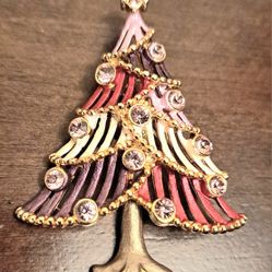 Vintage Rucinni Christmas Tree Brooch