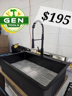 NEW Glacier Bay 33” Black Kitchen Sink WITH FAUCET – $195 🚨 FAUCET INCLUDED! 🚨