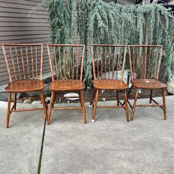 Vintage Antique Mid century MCM Windsor Faux Bamboo Dining Chairs