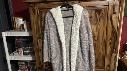 Alison Andrews Hoodie Texted Open Cardigan Size Large