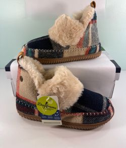 NEW Dearfoams Energy Return Indoor Outdoor Slippers Women's -NavyPlaid - size 6