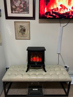 Natural Leather Cream Bench