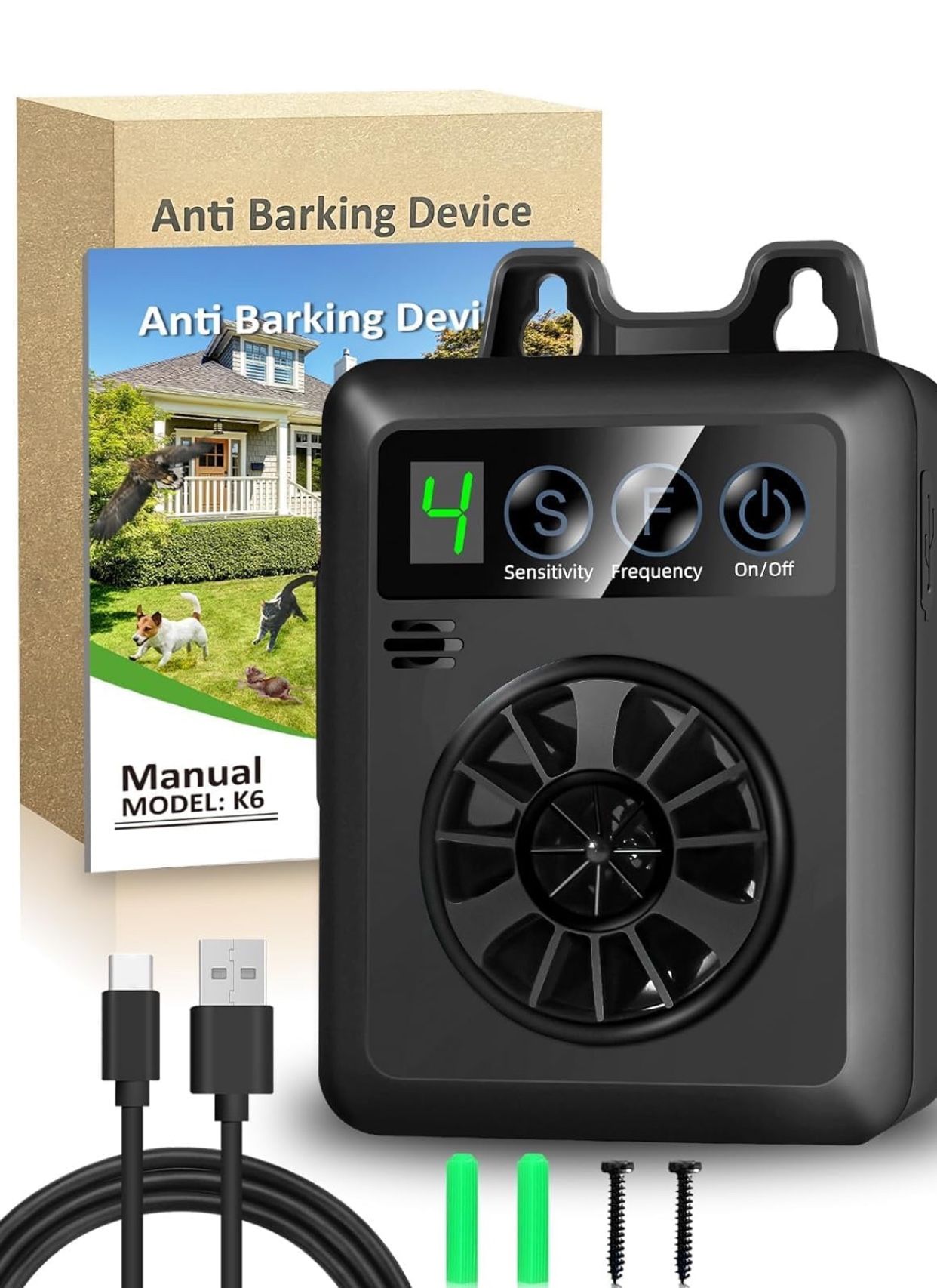 Rechargeable Ultrasonic Dog Barking Control Devices with 4 Modes,Deterrent Box, Indoor /Outdoor