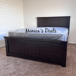 Queen Solid Wood Bed With Mattress $540