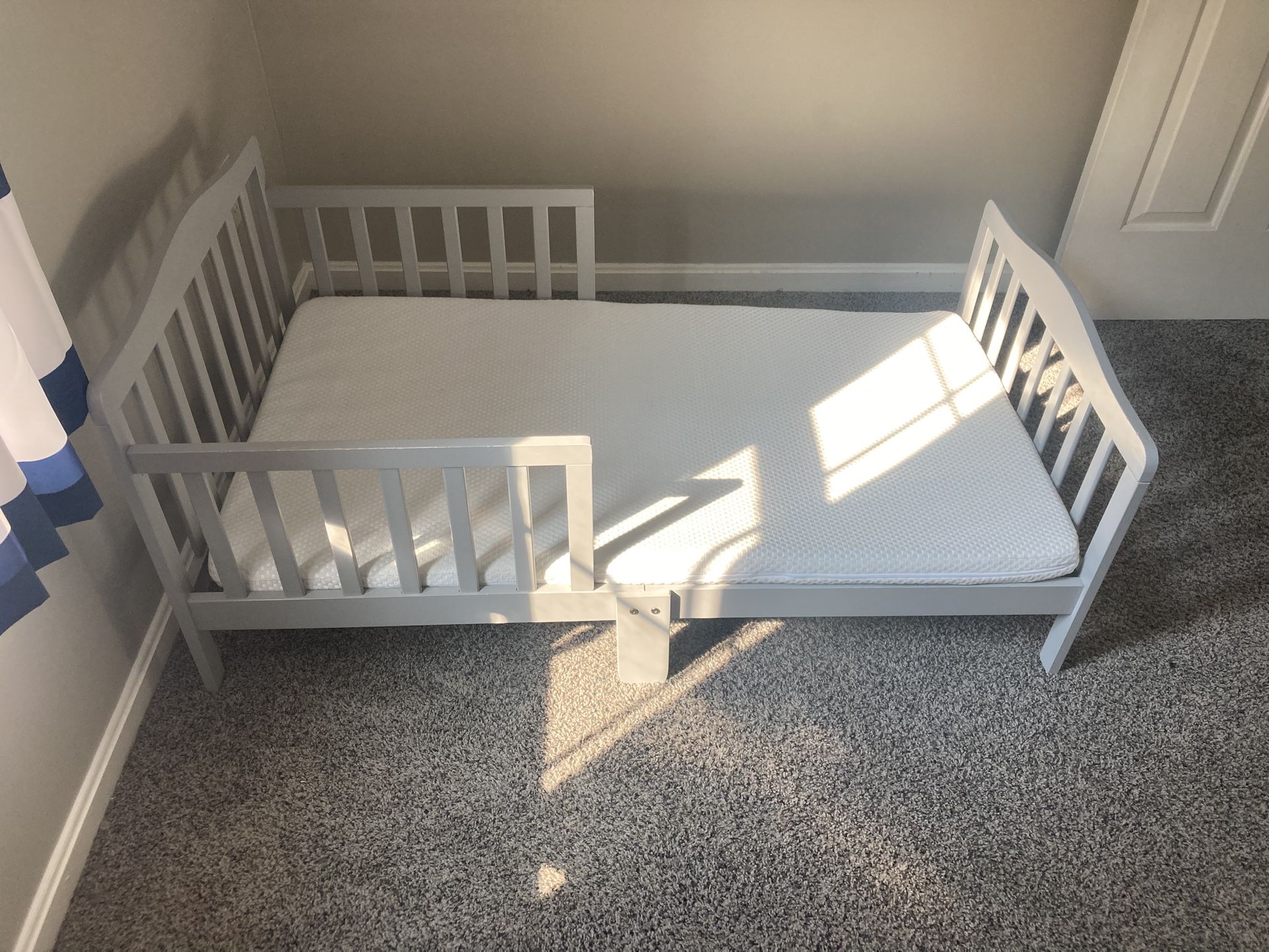 Gray Toddler Bed & Mattress