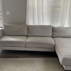 Aries Seal Grey Modern Modular 117" 2 Piece Sectional with Left Arm Facing Chaise sofa
