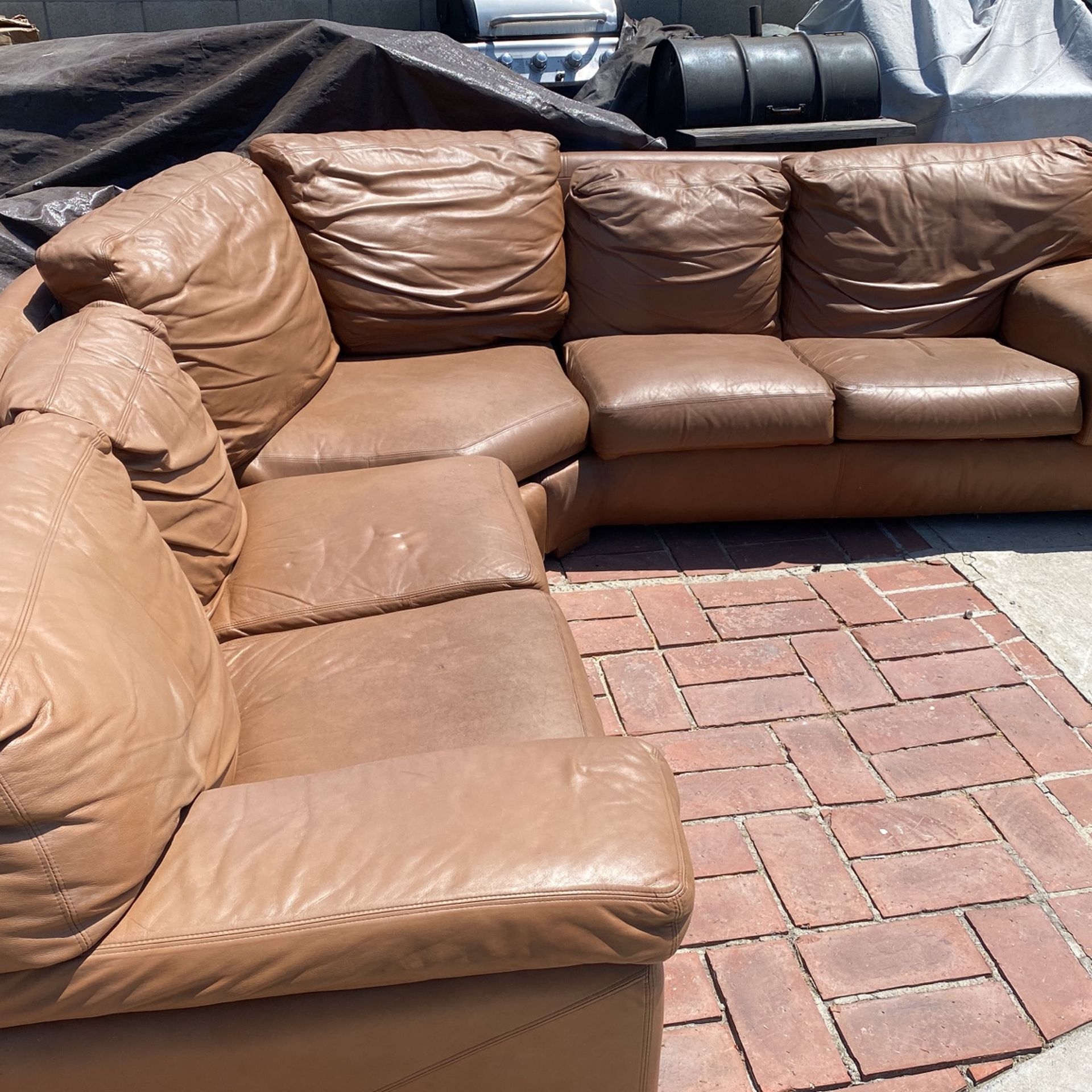 Genuine leather sectional.