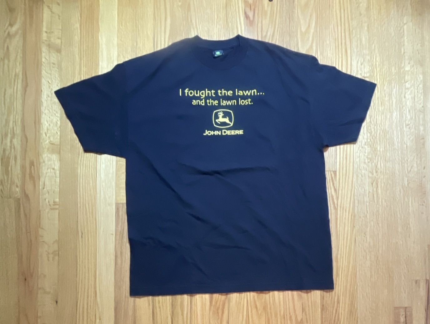 Vintage John Deere I Fought The Lawn And The Lawn Lost T-Shirt Size XXL - Black