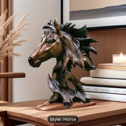 A Horse Head Statue - a Resin Craft Home Decor Piece, a High-End Ornament, an Imposing Decoration for The Living Room, Study, Or Office