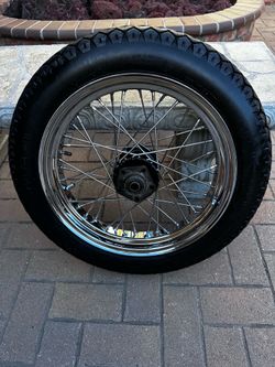 18” x 4” chrome dual flange Harley / Chopper wheel.