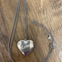 Silver Heart Love Necklace Locket