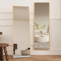 Brand New 15.7 in. W x 59 in. H Large Rectangular Aluminium Framed Wall/Floor Mirror Bathroom Vanity Mirror in Gold