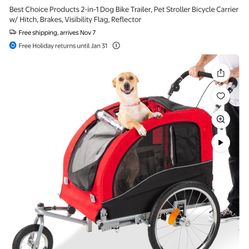 Dog stroller and it has a hook up to hook onto your bike