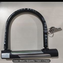  Motorcycle & Bicycle U-Lock - Reinforced Anti-Theft Security Lock with Thick Hook, No Power Required, Suitable for Bike Racks, Garages, Out