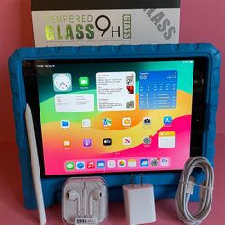 Apple IPad 7th Generation (10.2” Retina / IOS 18) 32GB with kids case, Pen & Accessories (Netflix, zoom, Roblox etc supported) 