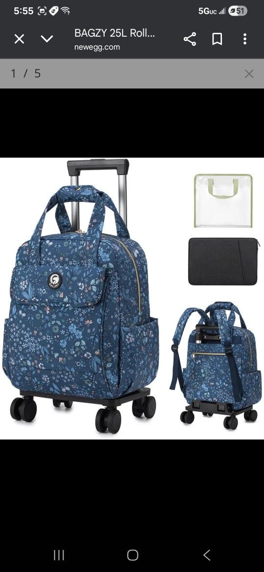 BAGZY 25L Rolling Backpack Waterproof $70