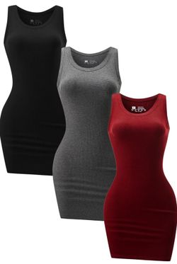 Bodycon 3-Pack Dresses – Black, Gray, Maroon