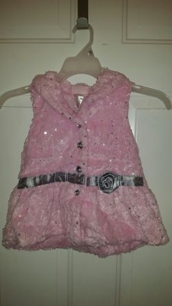 4T fancy vest pink grey with bling