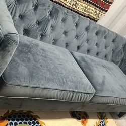 Blue Luxury Sofá And Side Seat