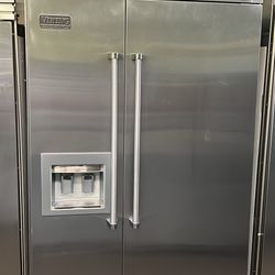 Viking 48”Wide Built In Stainless Steel Side By Side Refrigerator 