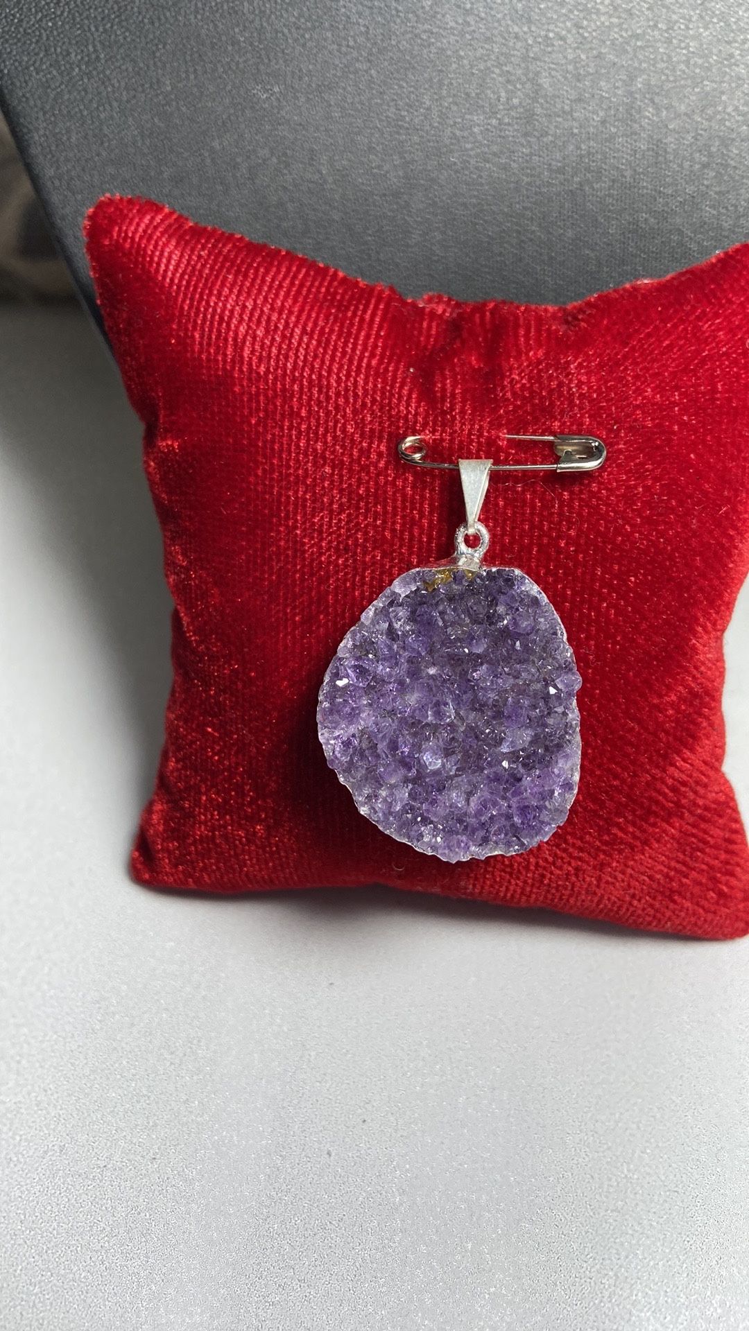 Purple Amethyst Pendant in Silver Plate