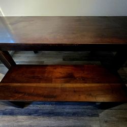 Pottery Barn Solid Wood (Mango) Table with Two Leaf Extensions & Bench