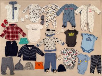 Baby Boy Clothes Bundle 27 Pieces - Size NB & 0M-3M
