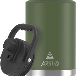 1 Gallon Vacuum Insulated Jug,Double-Walled 18/8 Food-grade Stainless Steel 128 Ounce Water Bottle,Hot/Cold Thermos Military Green