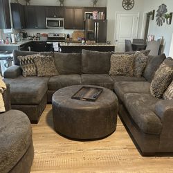 Sectional With Circle Chair And Ottoman