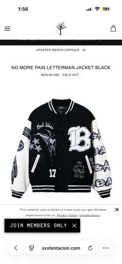 Xxxtentacion NO MORE PAIN LETTERMAN JACKET BLACK