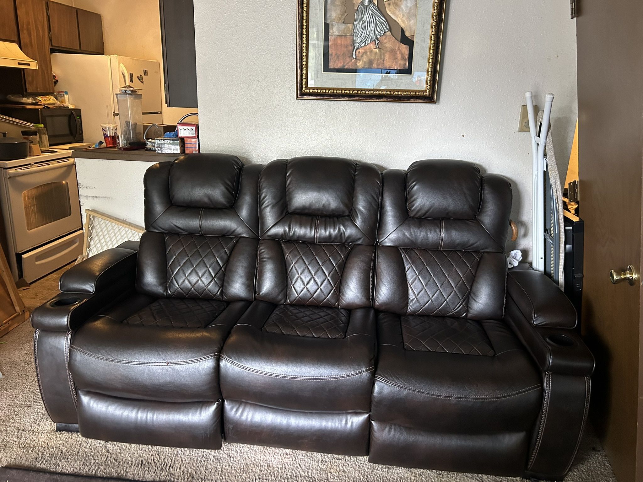 Ashley Electric Reclining Sofa With USB Ports and Side Storage