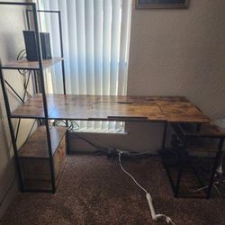 Desk With Shelves And Adjusting Table Top