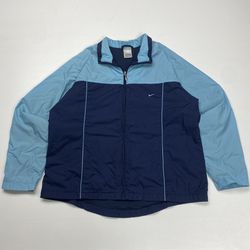 Nike Y2K Colorblock Full-Zip Blue Windbreaker Jacket Size 16-18 Women XL