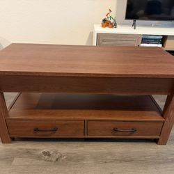 Brown Wooden Coffee Table With Storage