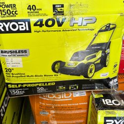 RYOBI 40V HP Brushless 20" Cordless Electric Battery Multi-Blade Walk Behind Self-Propelled Lawn Mower-8.0Ah Battery & Charger