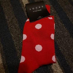 Red polkadots long dress sock
