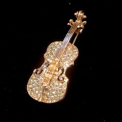 NEW Gold Violin Brooch
