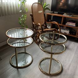 Original Milo Baughman Brass Swivel Tables