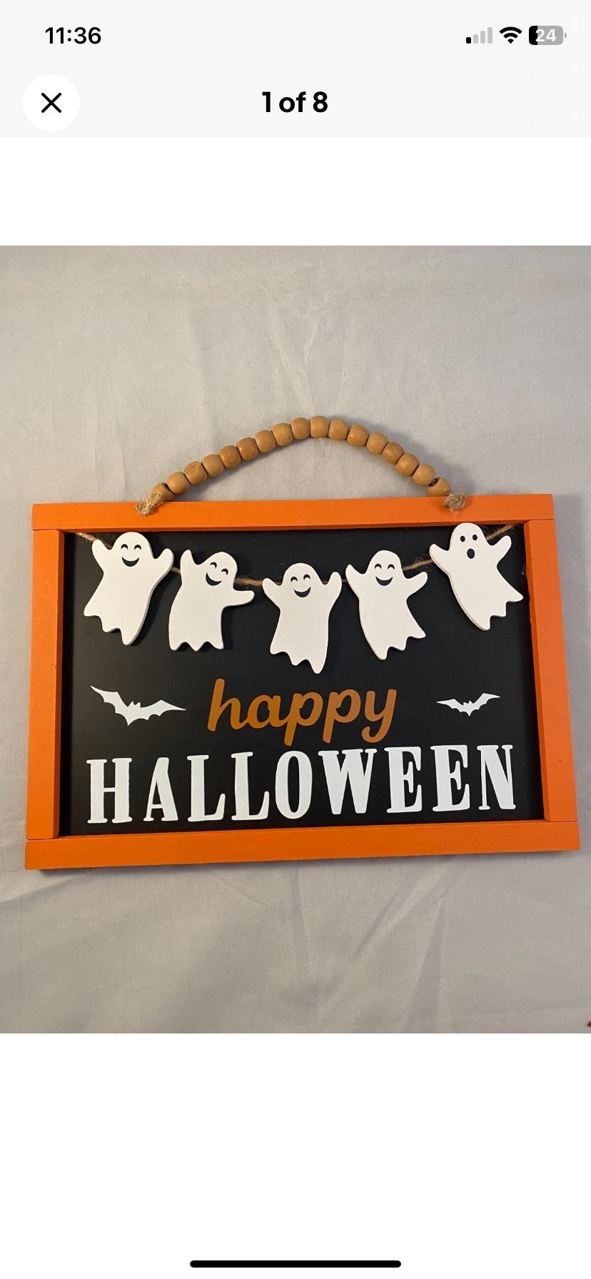 Happy Halloween Wood Sign With Ghost Halloween Decoration