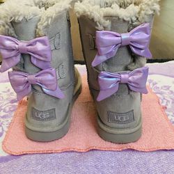 UGG Kids Boots with Purple Bows Size 3