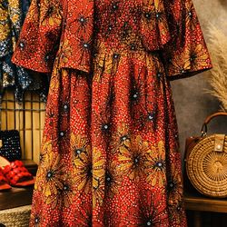 confidence with this beautiful African print dress, designed with vibrant colors and bold traditional patterns. Made from high-quality