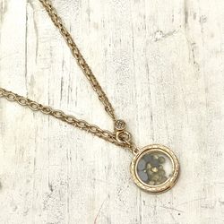 Ballet Gold Tone Pendant Necklace With Floating Faux Diamonds 